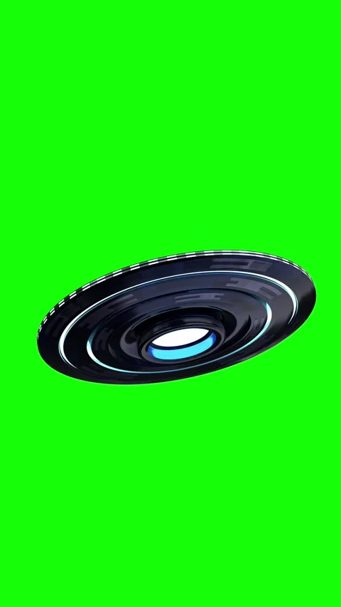 Flying Saucer Moving in Zigzag Pattern Isolated on Green Background Stock Footage 331123950