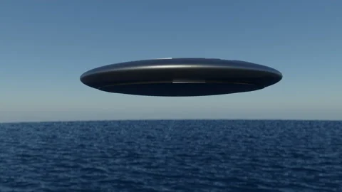 Flying saucer over ocean Stock Footage 226903136