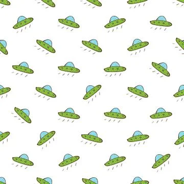 Flying saucer seamless pattern Stock Illustration