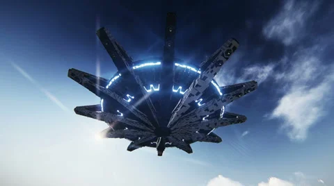 Flying saucer taking off Stock Footage 35001092