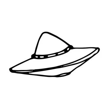 Flying saucer UFO. the alien ship is hand-drawn in the style of doodles, black Stock Illustration