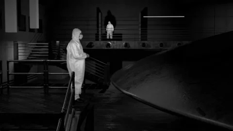 Flying Saucer UFO in Hangar Stock Footage 162196459