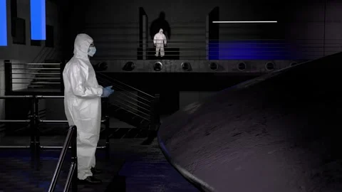 Flying Saucer UFO in Hangar Stock Footage 162196846