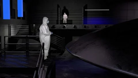 Flying Saucer UFO in Hangar Stock Footage 162196848