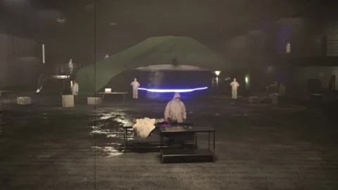 Flying Saucer UFO in Hangar Stock Footage 229399335