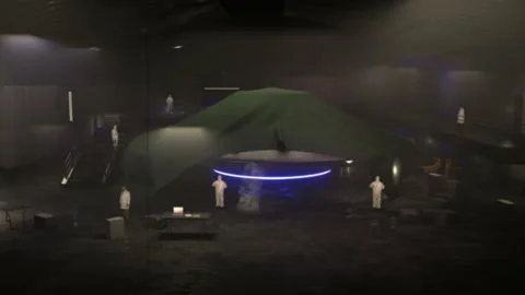 Flying Saucer UFO in Hangar Stock Footage 229399522