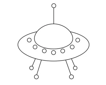 Flying saucer - UFO - vector linear illustration for coloring. Outline. Alien Stock Illustration