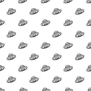 Flying saucers creating a repeating pattern on white background イラスト素材