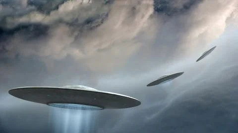 Flying saucers Stock Illustration