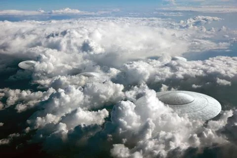 Flying saucers Stock Illustration