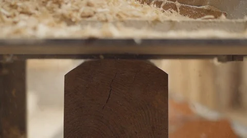 Flying sawdust from under the sander close-up Stock Footage 98120896