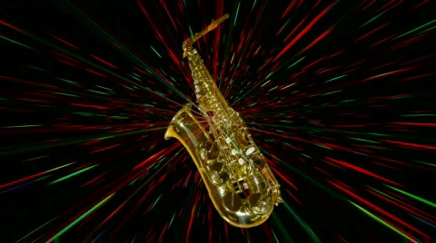 Flying  saxophone   Stock-Footage 598220