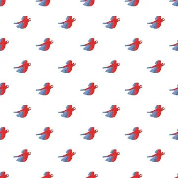 Flying scarlet macaws creating tropical seamless pattern Stock Illustration