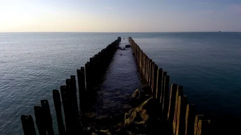Flying on Sea by Drone Stock Footage 82238464