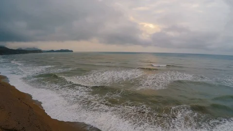 Flying at sea to the horizon Stock Footage 87311534