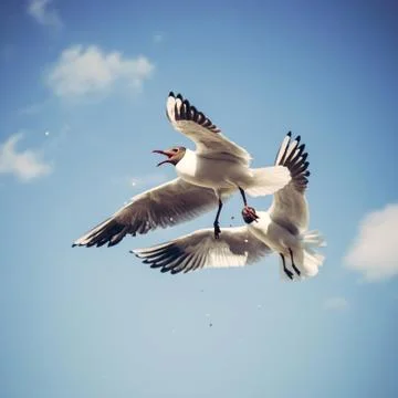 Flying seagull in the sky Stock Photos