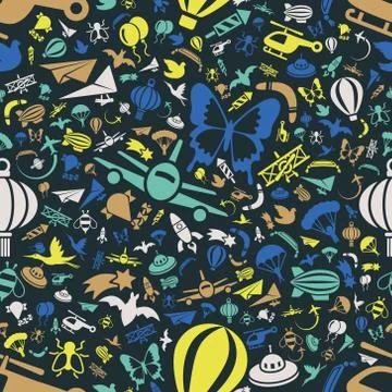 Flying seamless pattern Stock Illustration