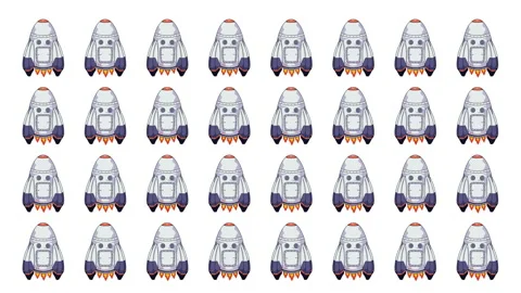 Flying seamless rockets in comic white space background in 4k video. Stock-Footage 147852562