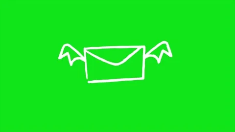 Flying sending email looping animation on green background Stock Footage 340084380