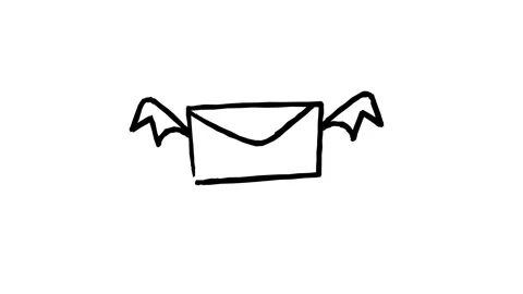 Flying sending email looping animation on whiten background Stock Footage 340105543
