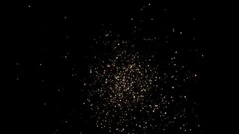 Flying shining gold light, stardust tail. Glitter circle trail Sparkling spiral Stock Footage 333894558