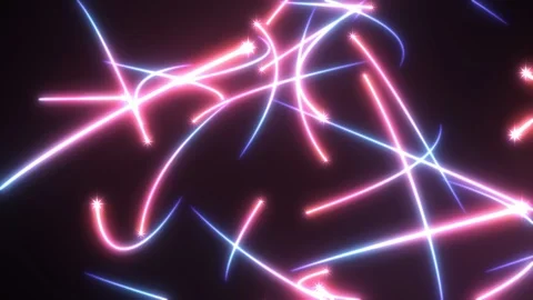 Flying Shining Star Particles with Glowing Neon Energy Stream Lines Stock Footage 126019669