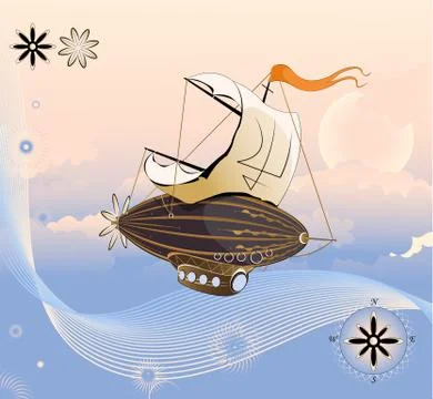 Flying ship Stock Illustration