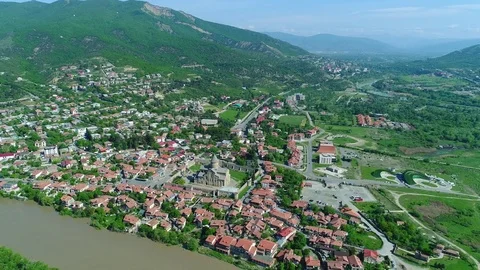 Flying shot over Mtskheta, Georgia. 4K, UHD Video stock 75484481