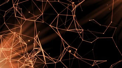 Flying silhouettes of connected triangles flying chaotically. Motion. Plexus Stock Illustration