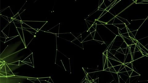Flying silhouettes of connected triangles flying chaotically. Motion. Plexus Illustrazione stock