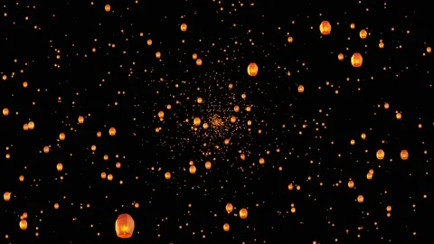 Flying Sky burning flame lanterns seamless pattern Loop Animation Background. 스톡 동영상 178414553