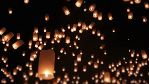 Flying Sky lanterns seamless pattern Chinese new year 2023 greetings Background Stock Footage 254415393