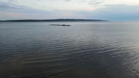 Flying to small island on Dnipro river Stock Footage 157562575