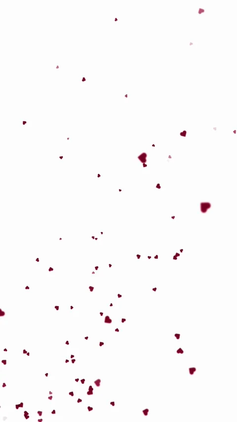 Flying small red hearts looping on white vertical background Stockbeeldmateriaal 340587671