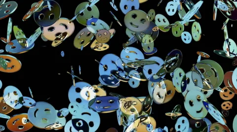 Flying smiles. Looping. Stock Footage 61376819