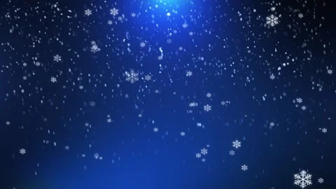 Flying snow on a blue background. 4K motion graphics. snowfall overlay Stock Footage 289881739
