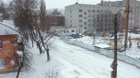 Flying snow view from the window Stock Footage 71222150