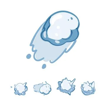 Flying snowball with impact and explosion effects イラスト素材
