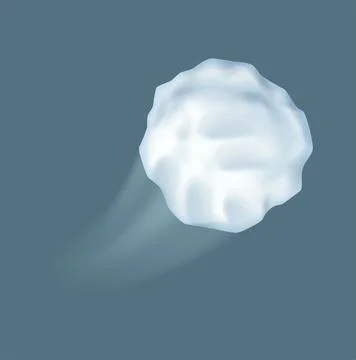 Flying snowball with trace realistic vector illustration Stock Illustration