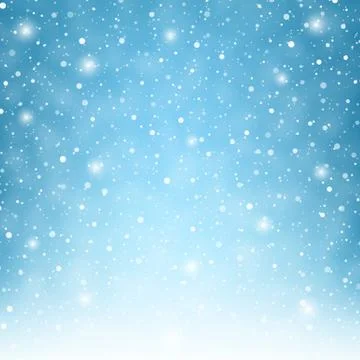 Flying snowflakes on blue background. Illustrazione stock