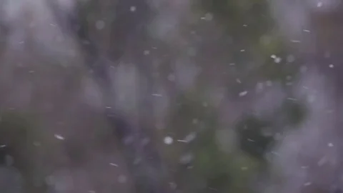 Flying snowflakes falls blur HD slow-motion video. Snowing winter snowfall Stock Footage 74729025