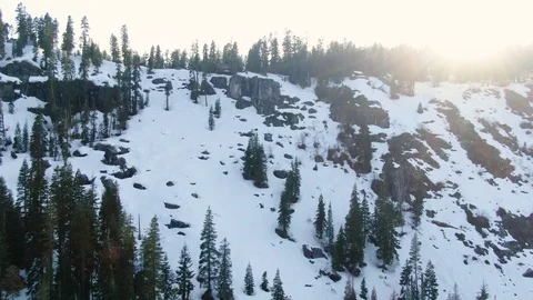 Flying Up a Snowy Mountain Stock Footage 108561785