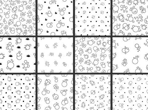 Flying soap bubbles shapes. Coloring Page. Stock Illustration