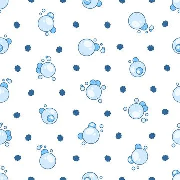 Flying soap bubbles shapes. Seamless pattern. 스톡 일러스트