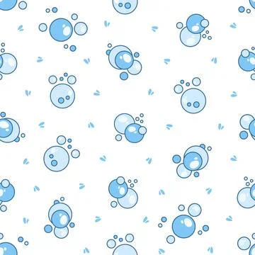 Flying soap bubbles shapes. Seamless pattern. イラスト素材