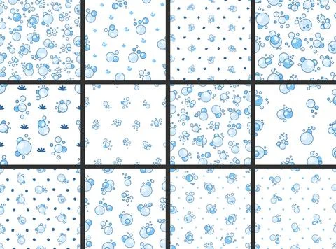 Flying soap bubbles shapes. Seamless pattern. 스톡 일러스트