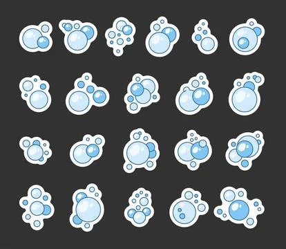Flying soap bubbles shapes. Sticker Bookmark. Stock Illustration