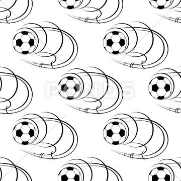 Flying Soccer Balls Seamless Pattern