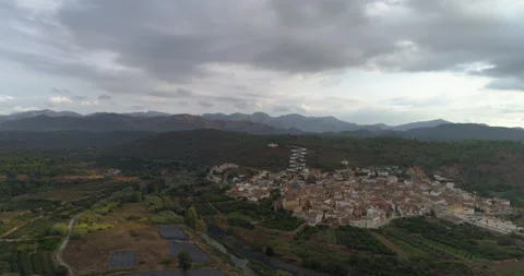 Flying with Sot de Ferrer drone over palace and blue dome Stock Footage 214759962