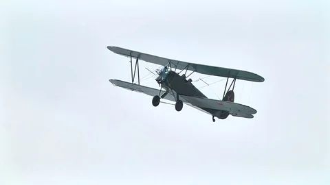 Flying Soviet plane PO-2 Stock Footage 75615594
